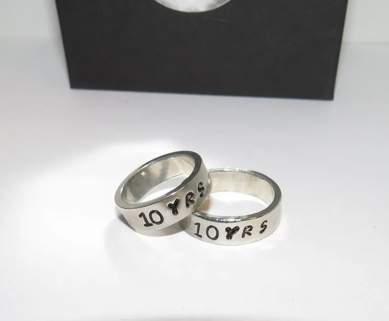 Personalized pewter stacking ring, initial ring for mom, kids name ring, custom hand stamped jewelry , handstamped jewelry