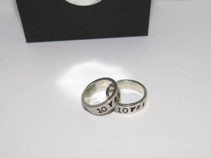 Personalized pewter stacking ring, initial ring for mom, kids name ring, custom hand stamped jewelry , handstamped jewelry