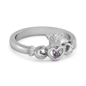 Petite Claddagh 0.10 Ctw Mystic Topaz 925 Sterling Silver Crown Ring