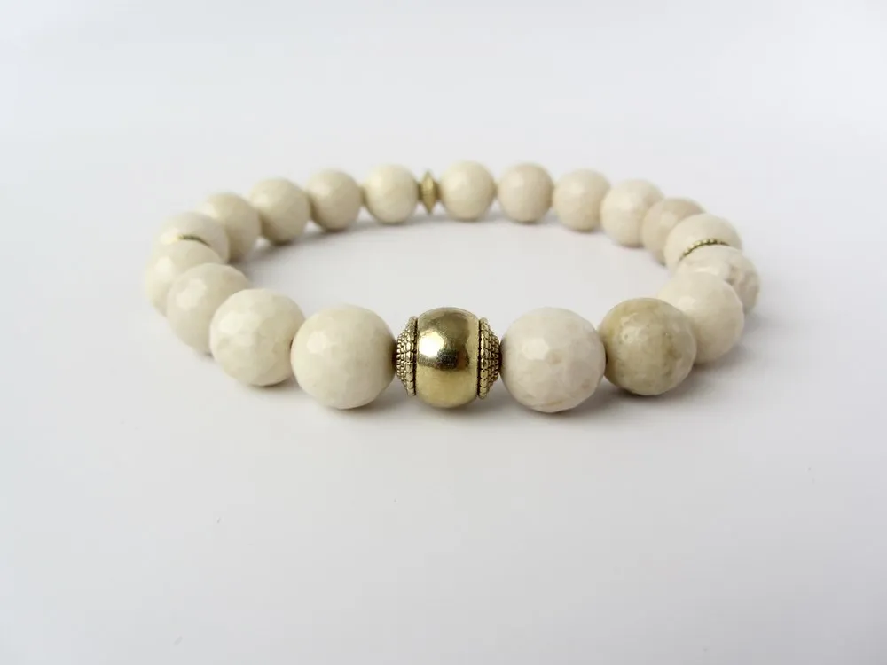 Petrified Wood Agate Mens Bracelet