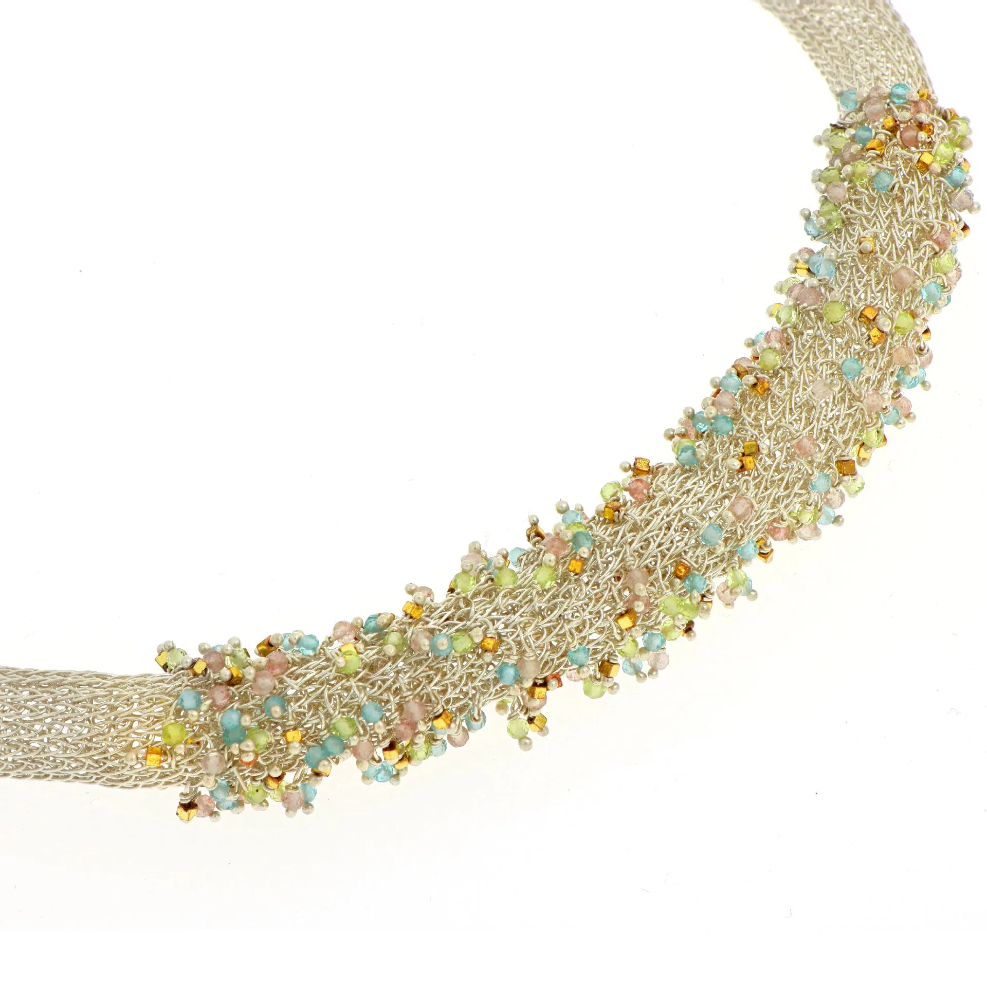 Phylum silver choker necklace with stones