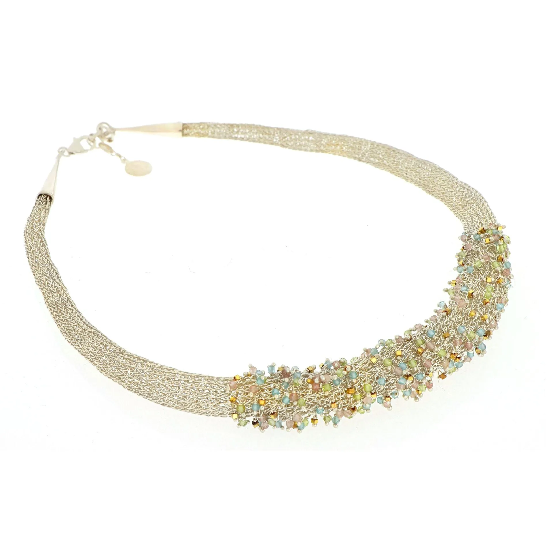 Phylum silver choker necklace with stones