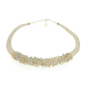 Phylum silver choker necklace with stones