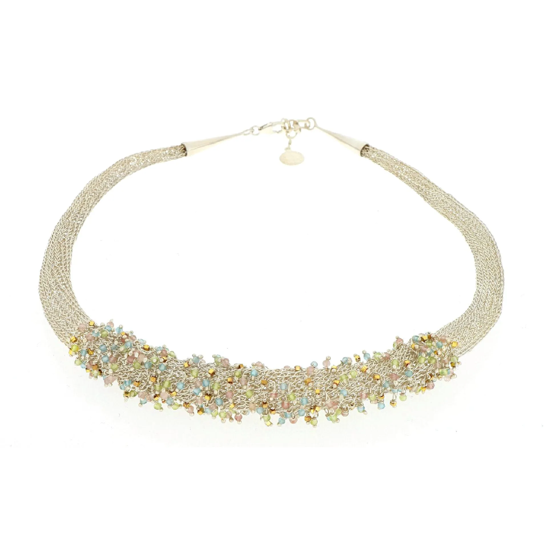Phylum silver choker necklace with stones