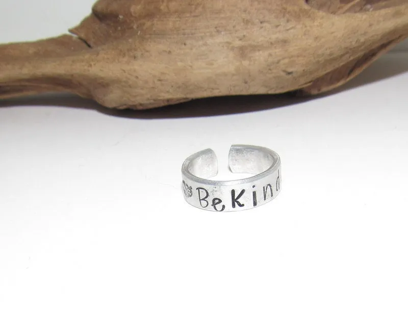 Pick your own word ring customized, word of the year ring, Personalized Silver Hand Stamped Ring, Aluminum Hand Stamped Ring