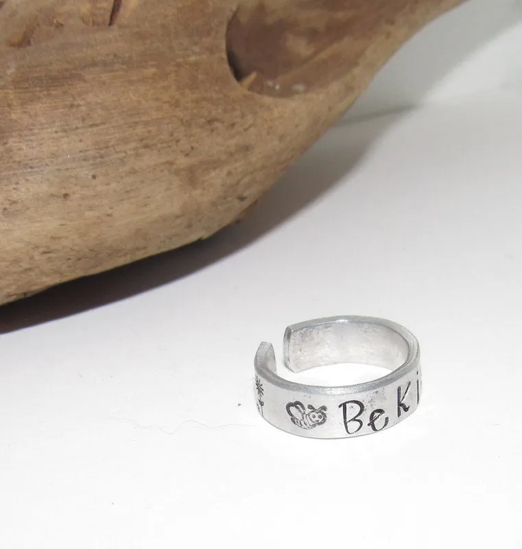 Pick your own word ring customized, word of the year ring, Personalized Silver Hand Stamped Ring, Aluminum Hand Stamped Ring