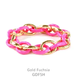 Pink & Gold Stretch Chain Bracelet