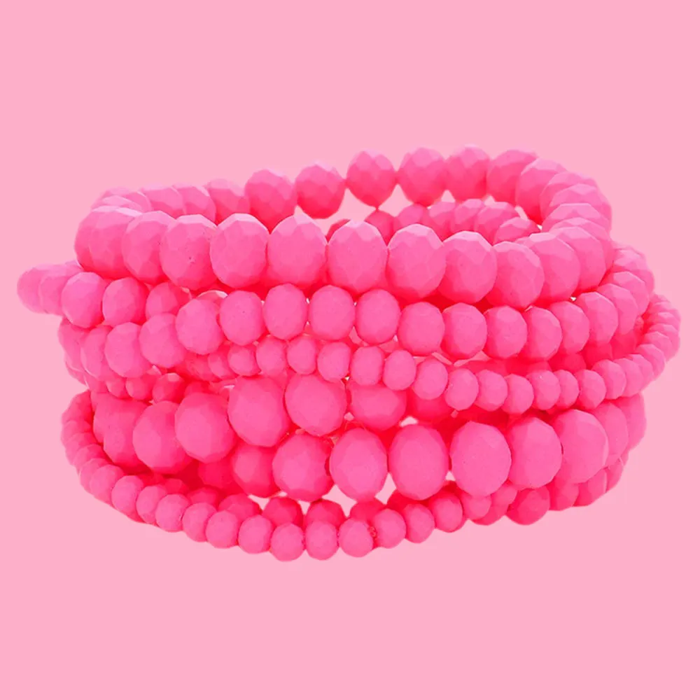 Pink Beaded Stretch Bracelets