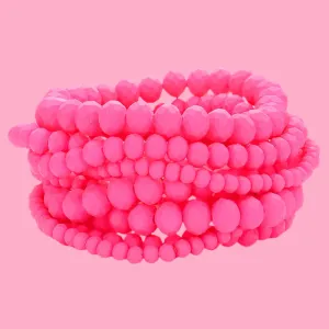 Pink Beaded Stretch Bracelets
