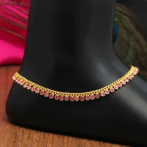 Pink Color Rhinestone Anklets