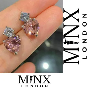 Pink Diamond Earrings | Heart Earrings | Womens Earrings | Heart Earrings with Diamonds | Dangle Earrings | Diamond Heart Shape Earrings