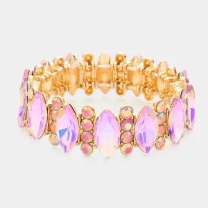 Pink Marquise Stone Accented Stretch Pageant Bracelet  | Prom Bracelet | 588251