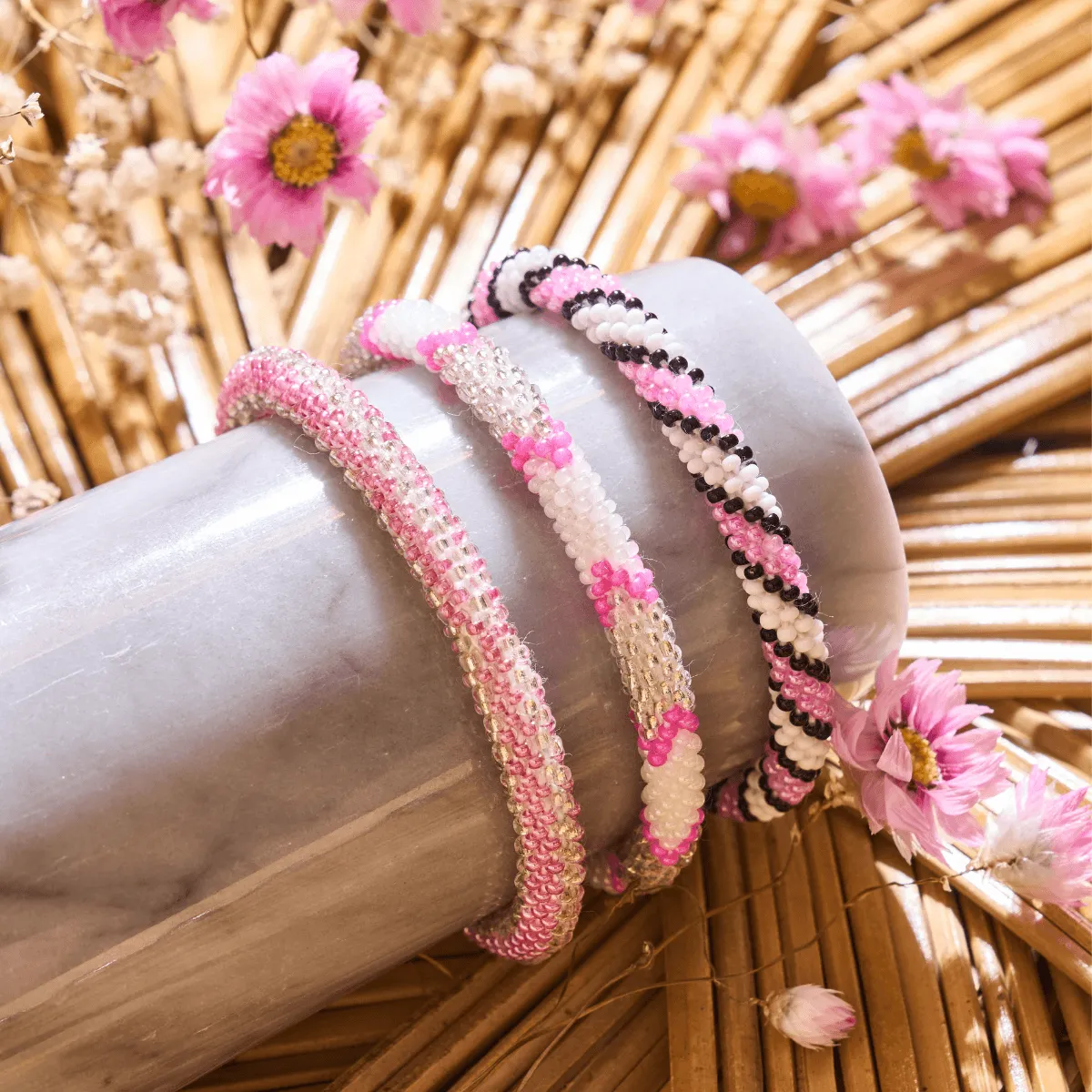 Pink Sky | Himalayan Glass Bead Bracelet