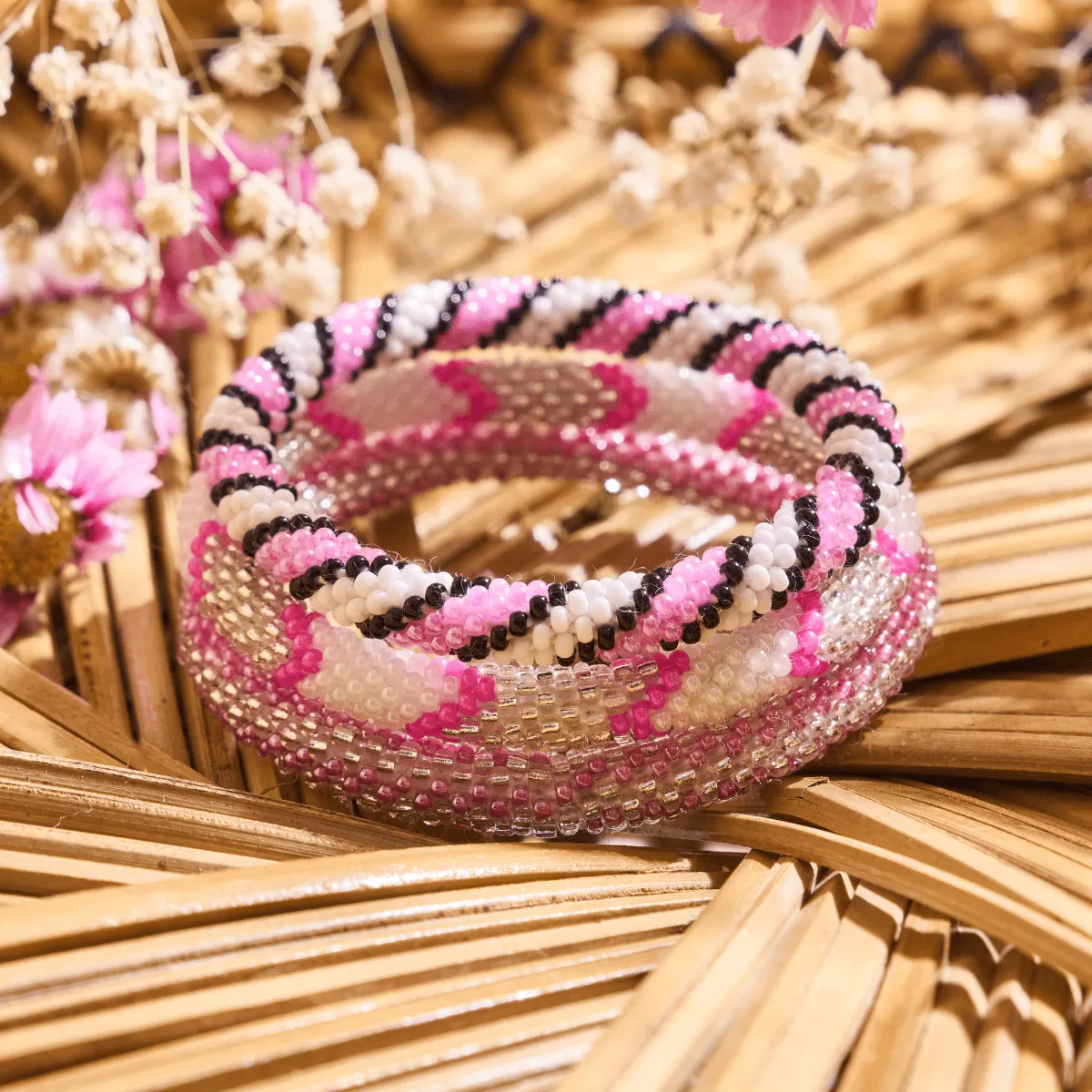 Pink Sky | Himalayan Glass Bead Bracelet
