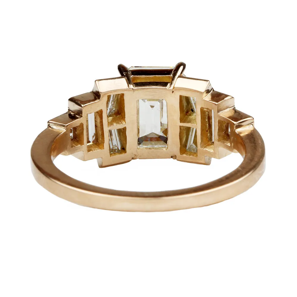 Pitched Baguette and Emerald Cut Diamond Ring