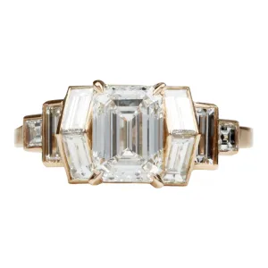 Pitched Baguette and Emerald Cut Diamond Ring