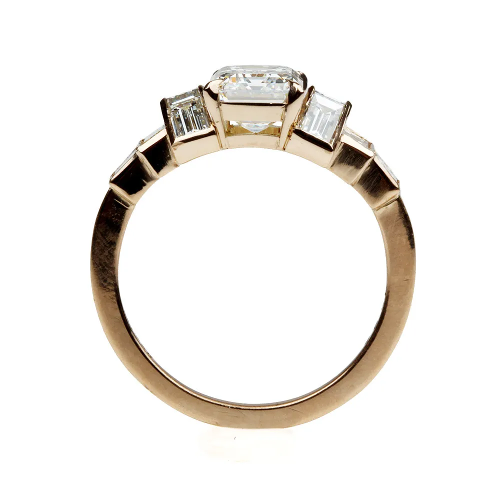 Pitched Baguette and Emerald Cut Diamond Ring