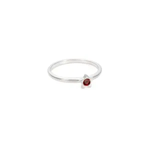 Polished Silver Twinkle Stacking Birthstone Rings - August / Peridot