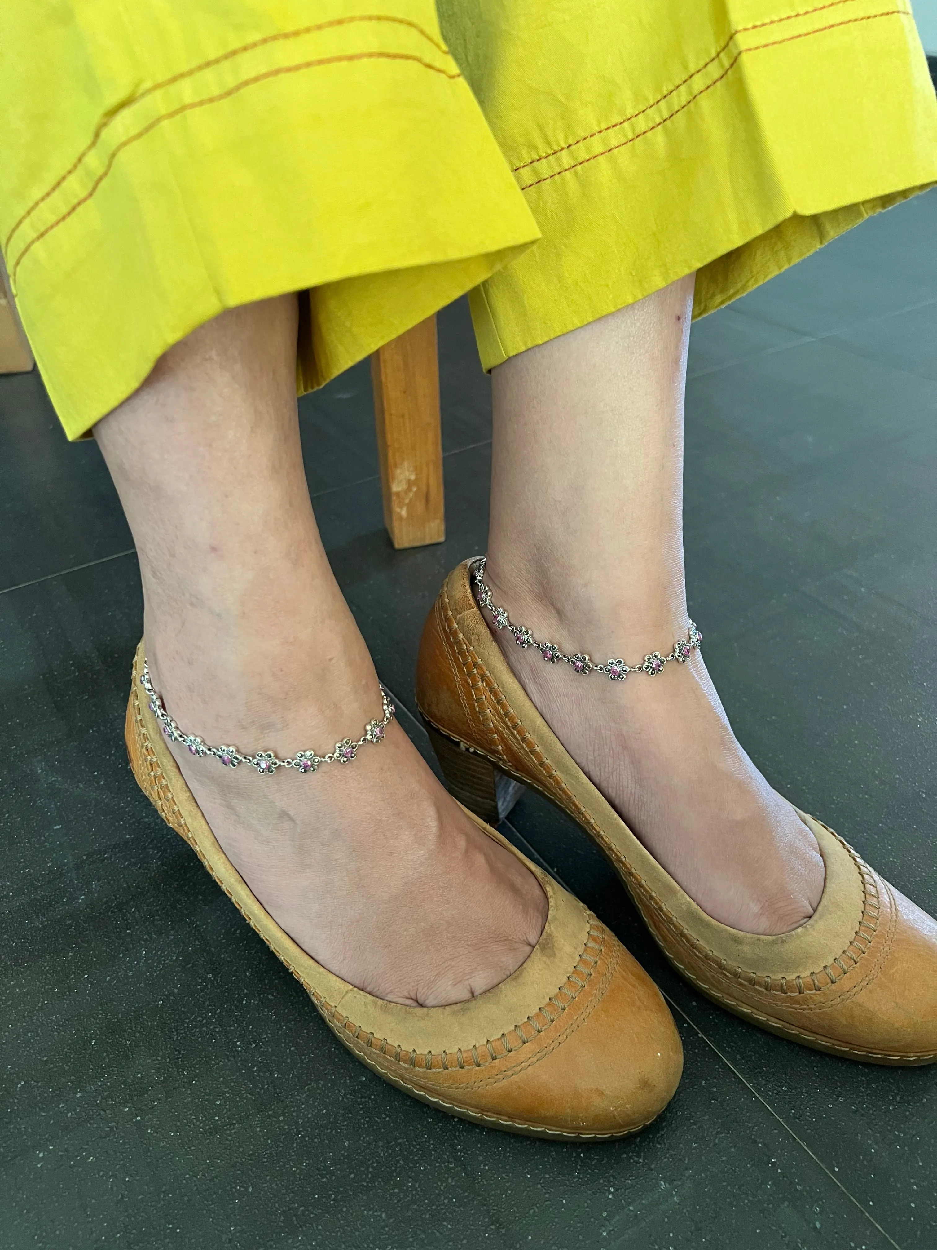 Pure 925 Silver Anklets- Set of 2