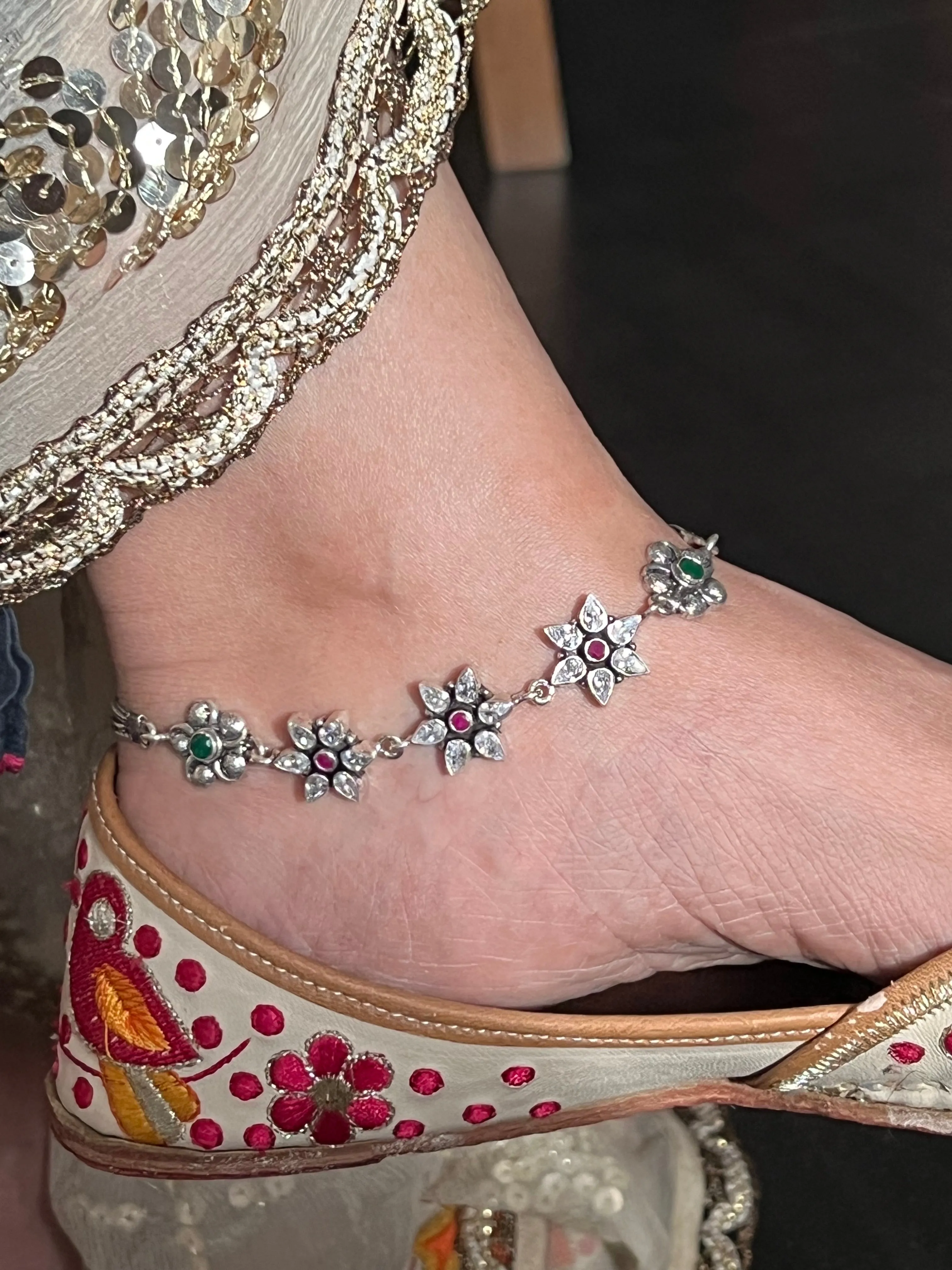 Pure 925 Silver Anklets- Set of 2