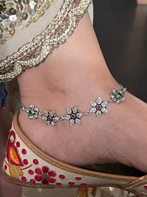 Pure 925 Silver Anklets- Set of 2
