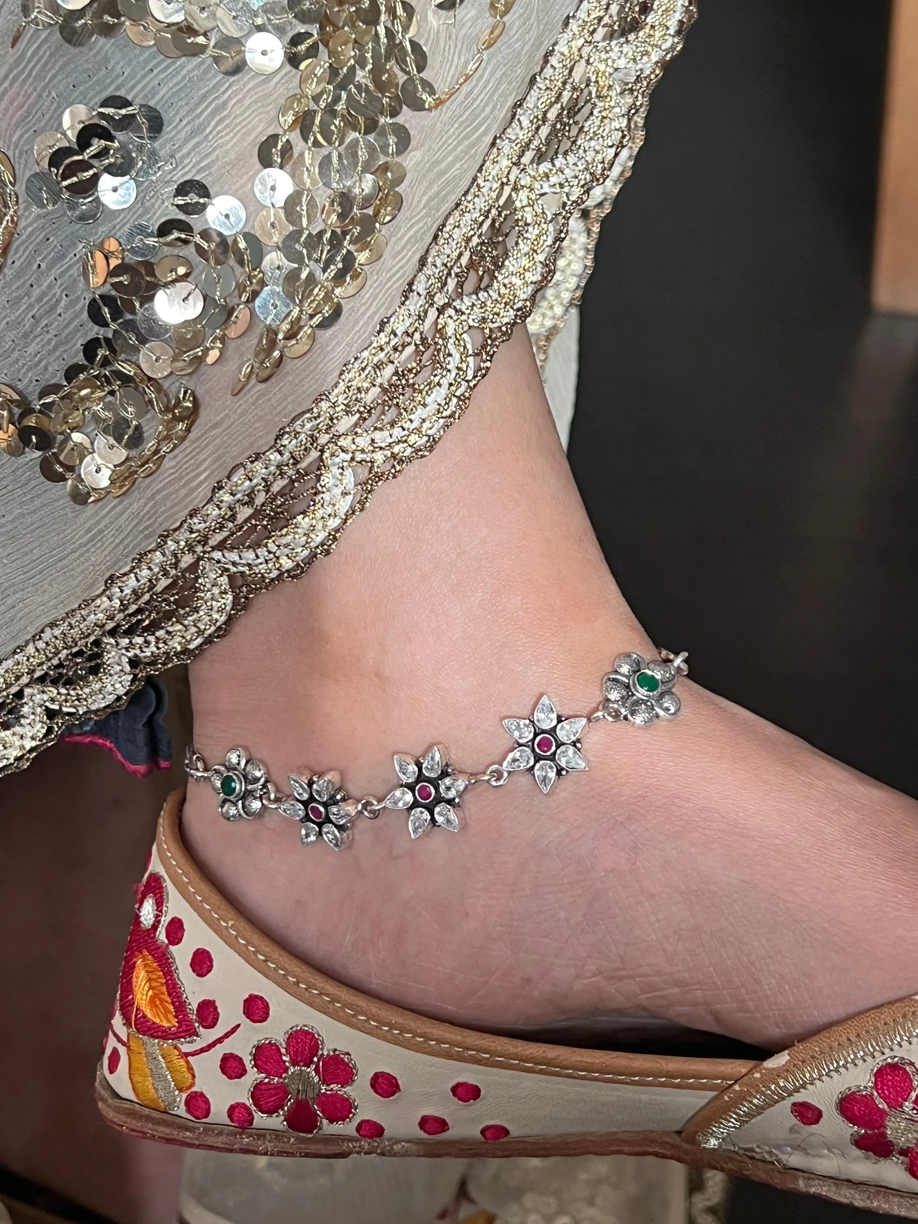 Pure 925 Silver Anklets- Set of 2