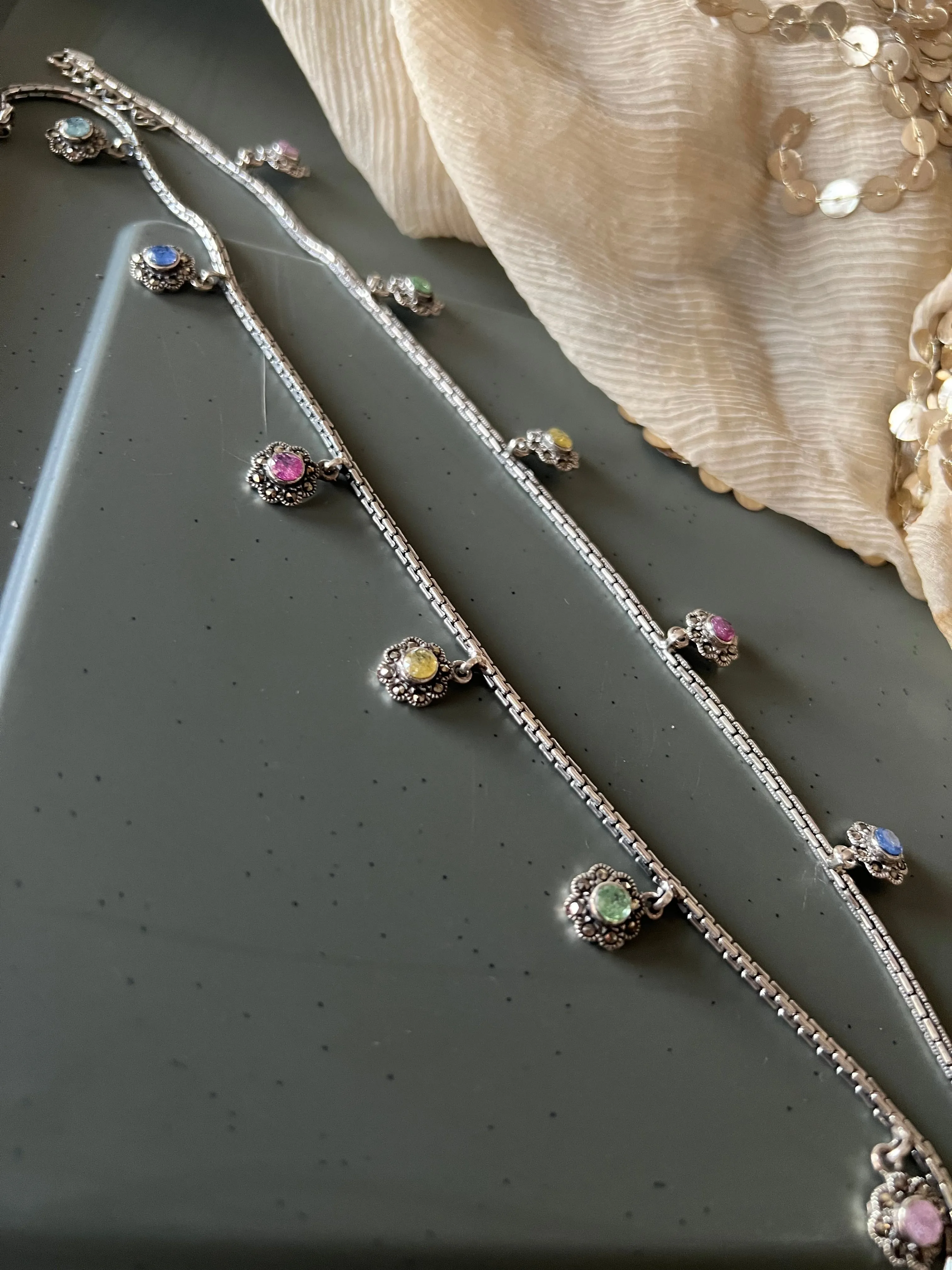 Pure 925 Silver Anklets- Set of 2