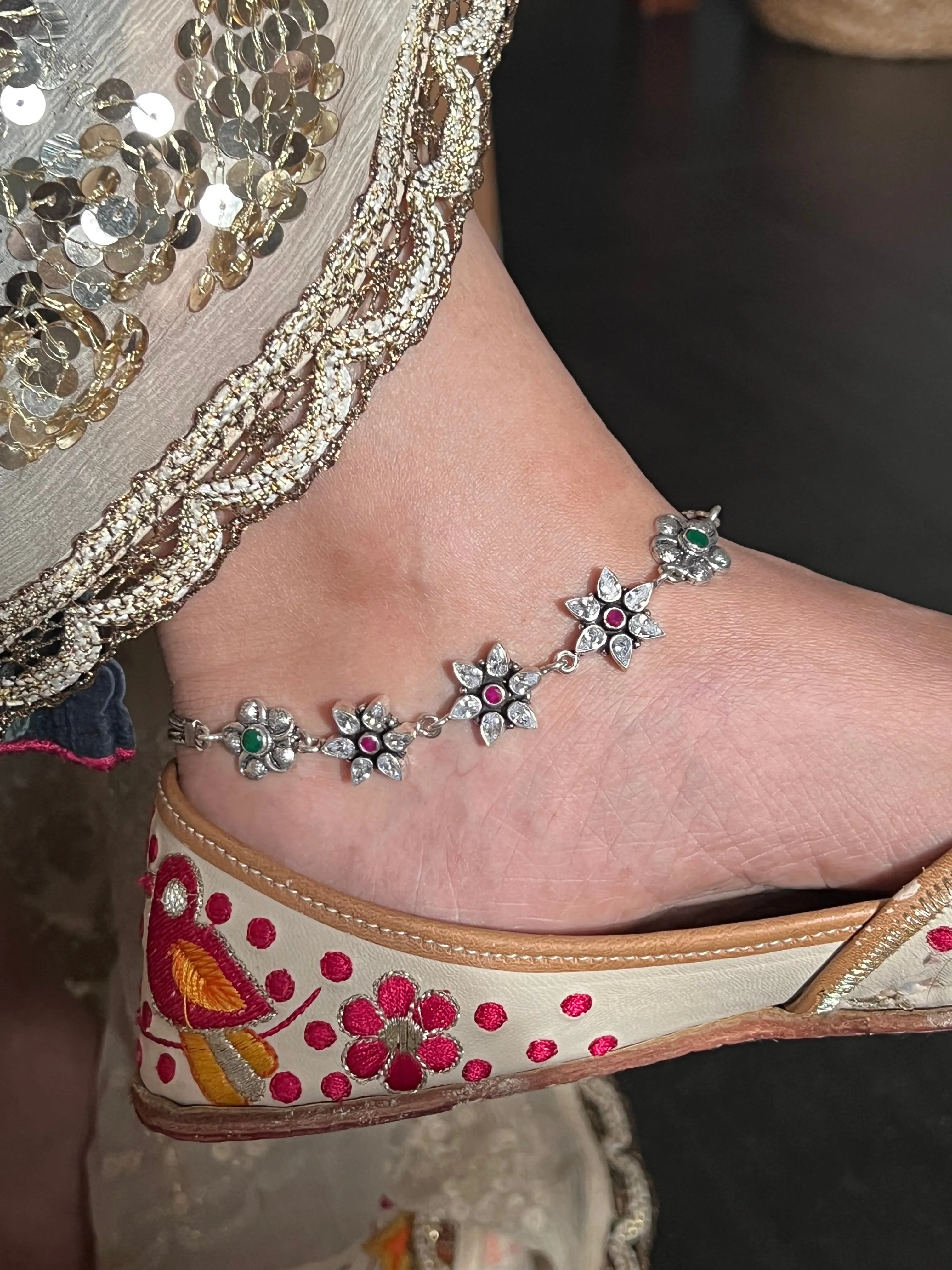 Pure 925 Silver Anklets- Set of 2