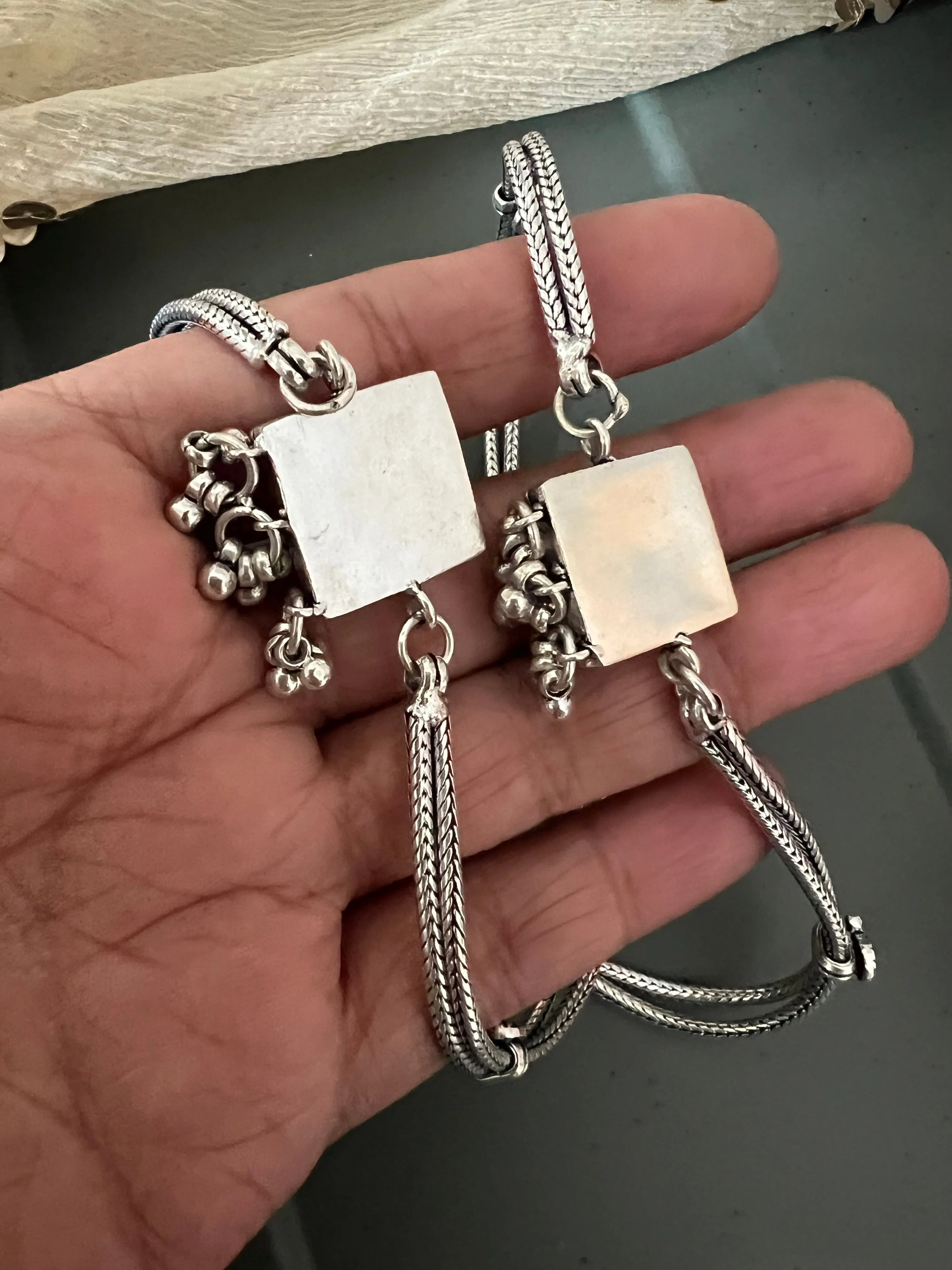 Pure 925 Silver Anklets- Set of 2