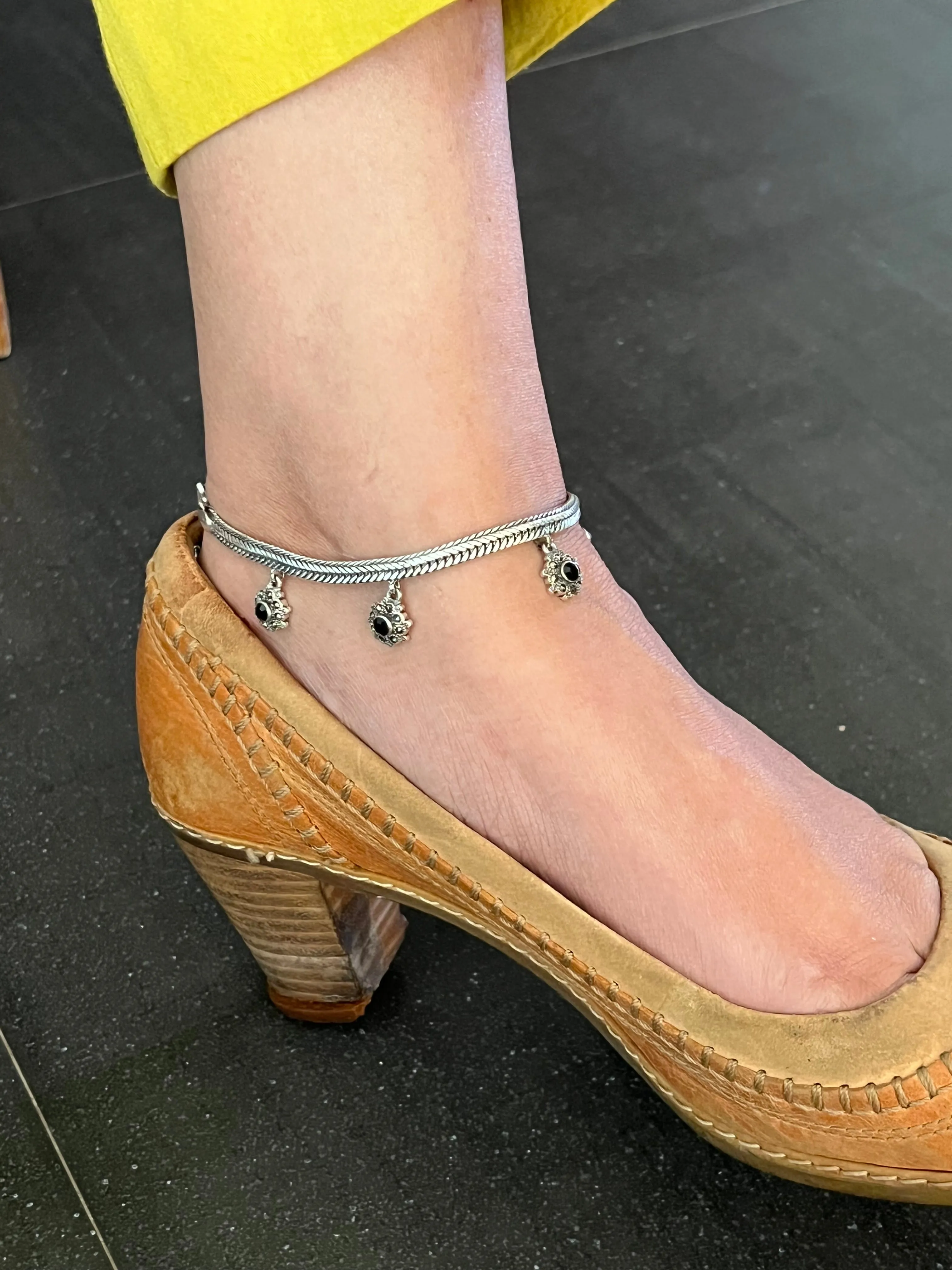 Pure 925 Silver Anklets- Set of 2