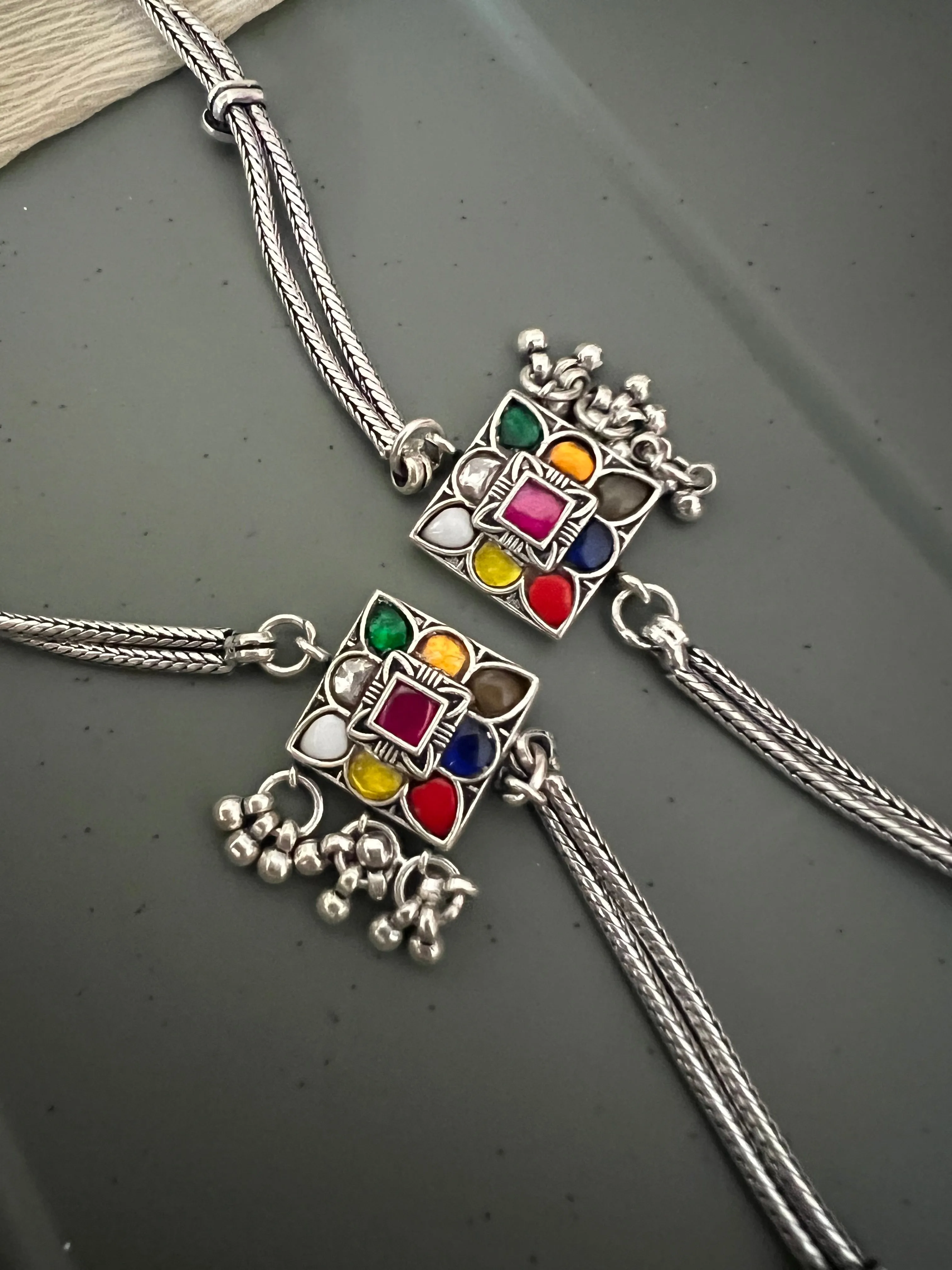 Pure 925 Silver Anklets- Set of 2