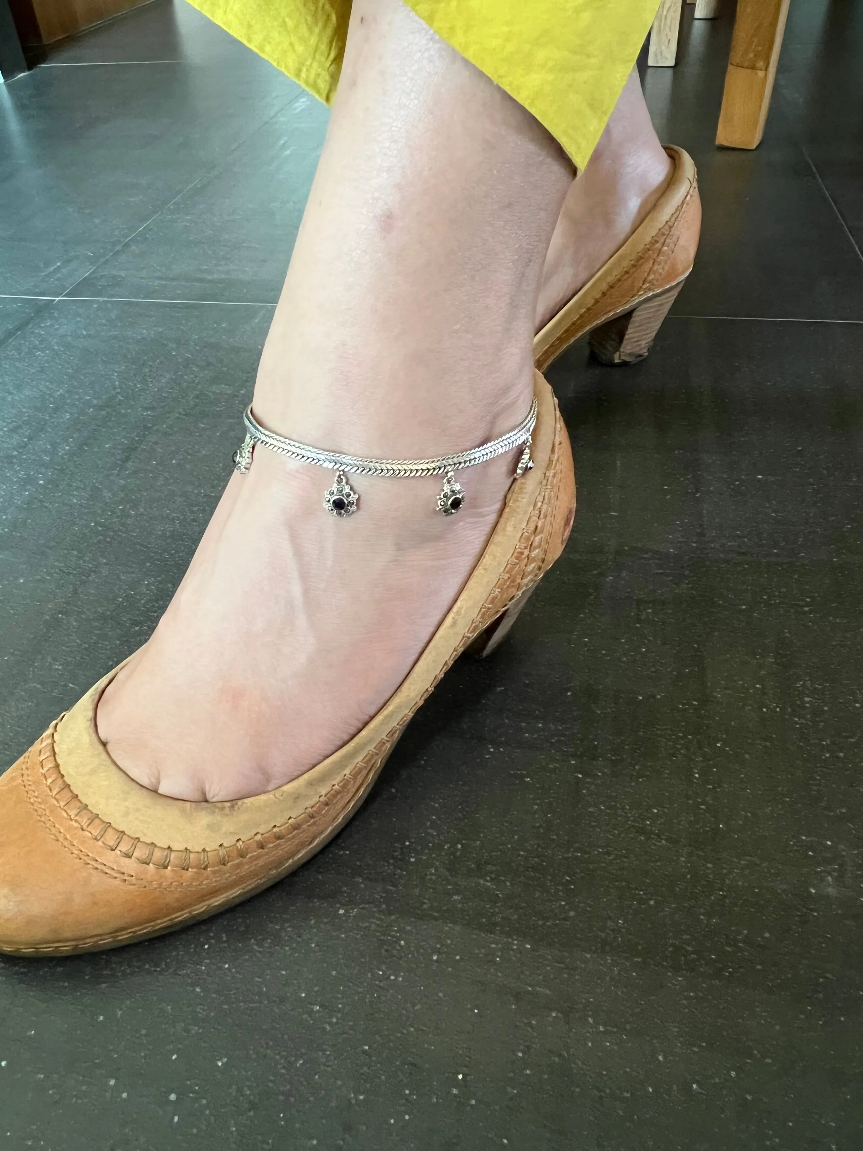 Pure 925 Silver Anklets- Set of 2