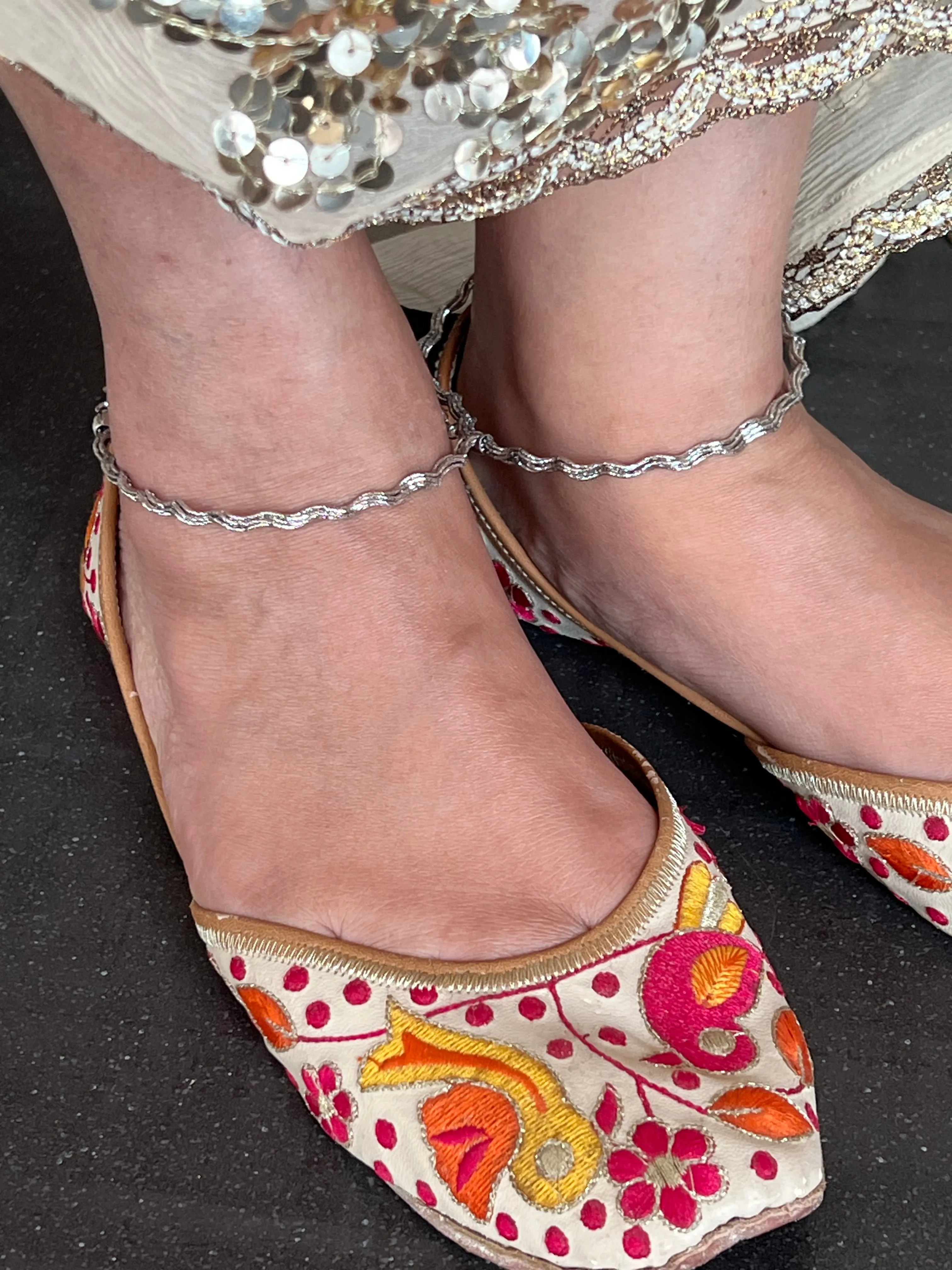 Pure 925 Silver Anklets- Set of 2