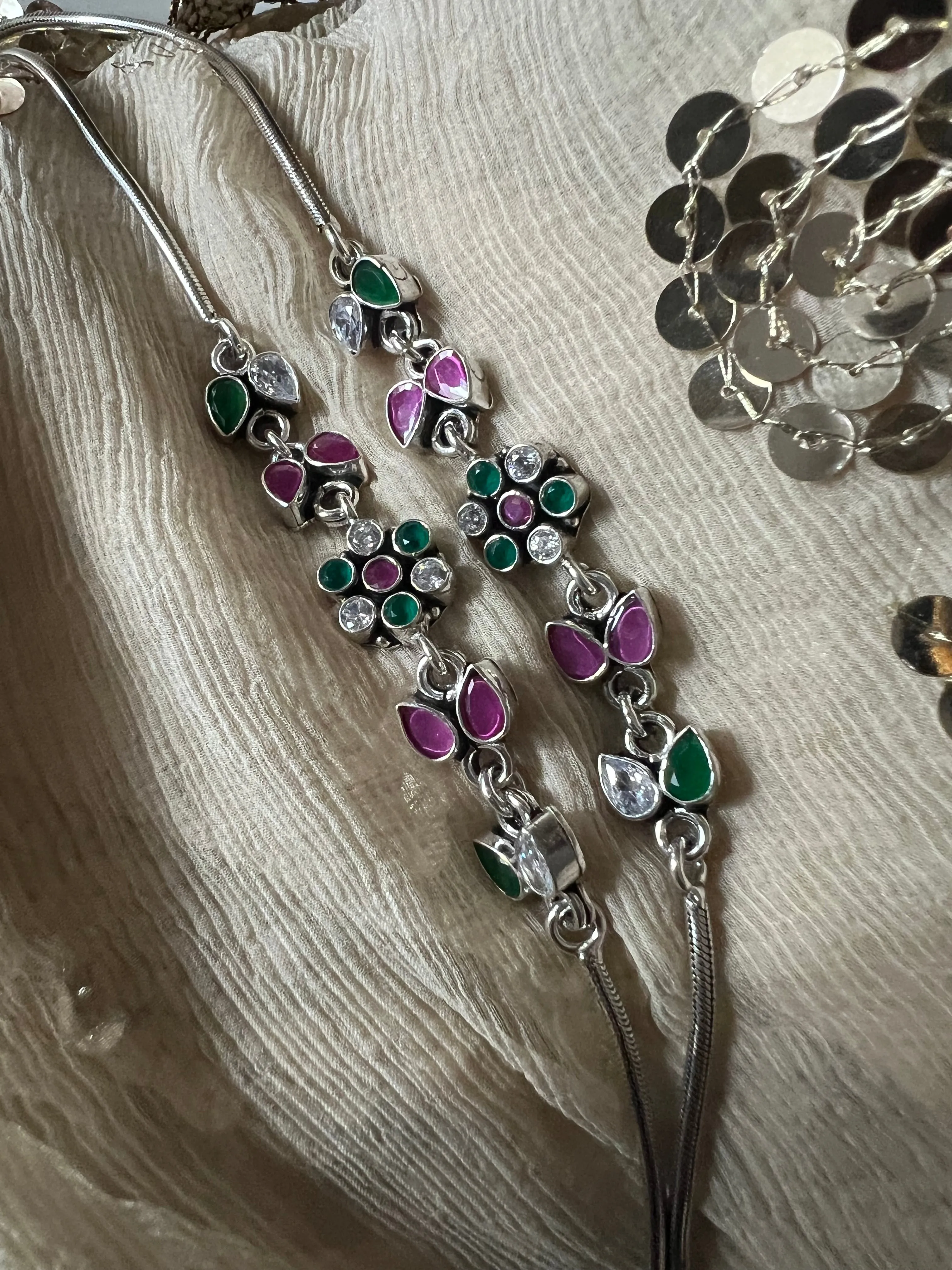 Pure 925 Silver Anklets- Set of 2