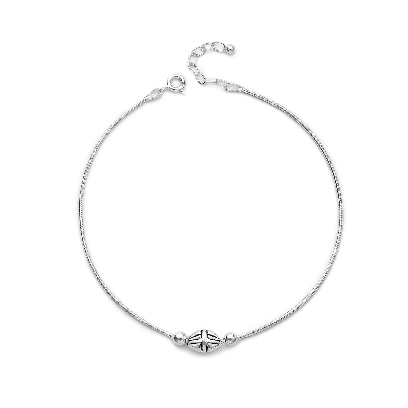 Pure 925 Sterling Silver Motif Ball Silver Anklets