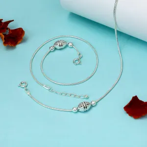 Pure 925 Sterling Silver Motif Ball Silver Anklets
