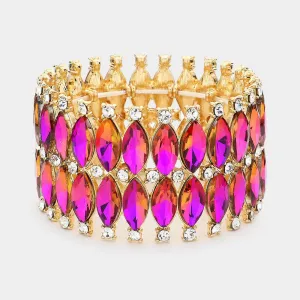 Purple AB Marquise Stone Stretch Pageant Bracelet | 565104