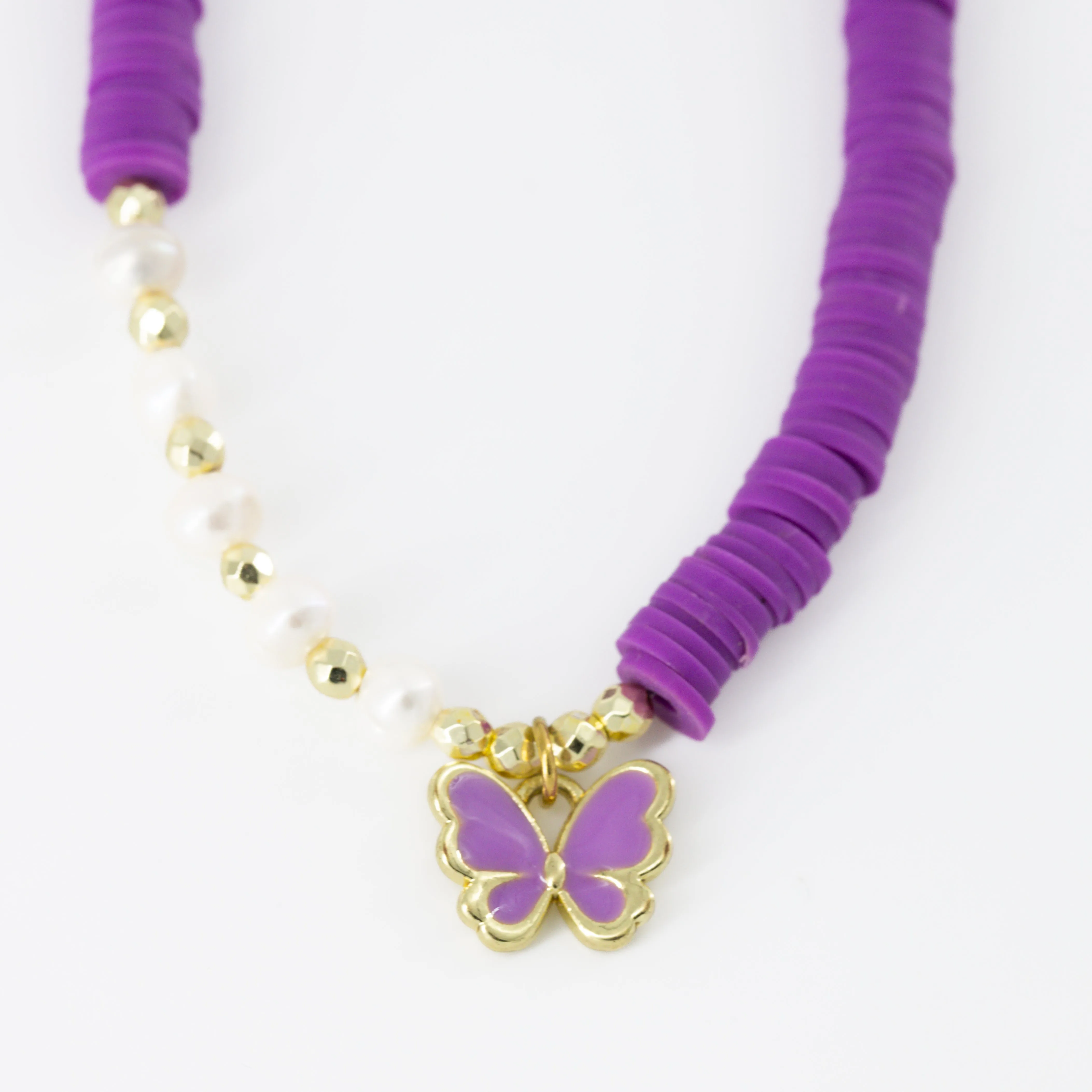 Purple Beaded Butterfly Choker