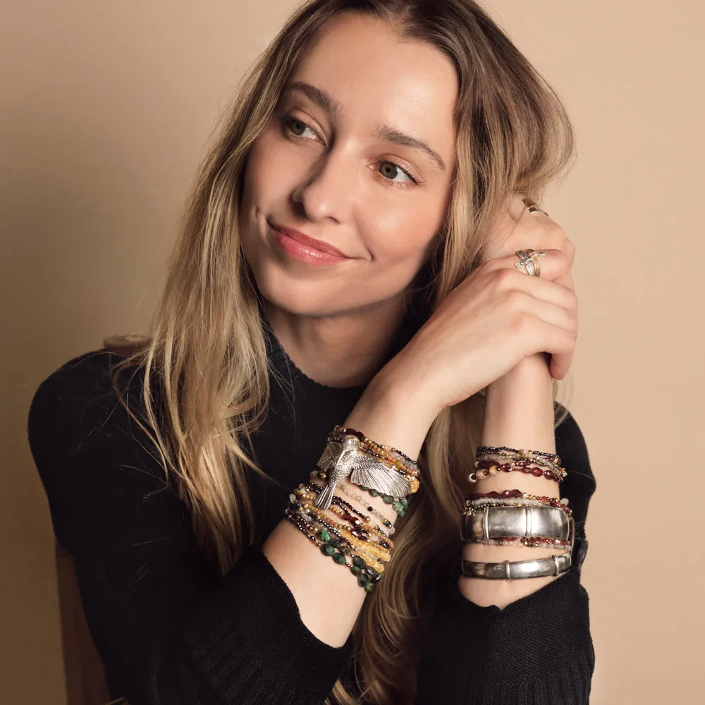 Pyrite's Booty Bracelet in Unakite & Pyrite Heishi
