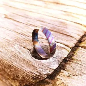 "Freya" Zirconium Titanium (Zir-Ti) Damascus Ring