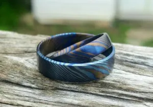 "Titanium is Forever" Pure Titanium Damascus Wedding Ring set