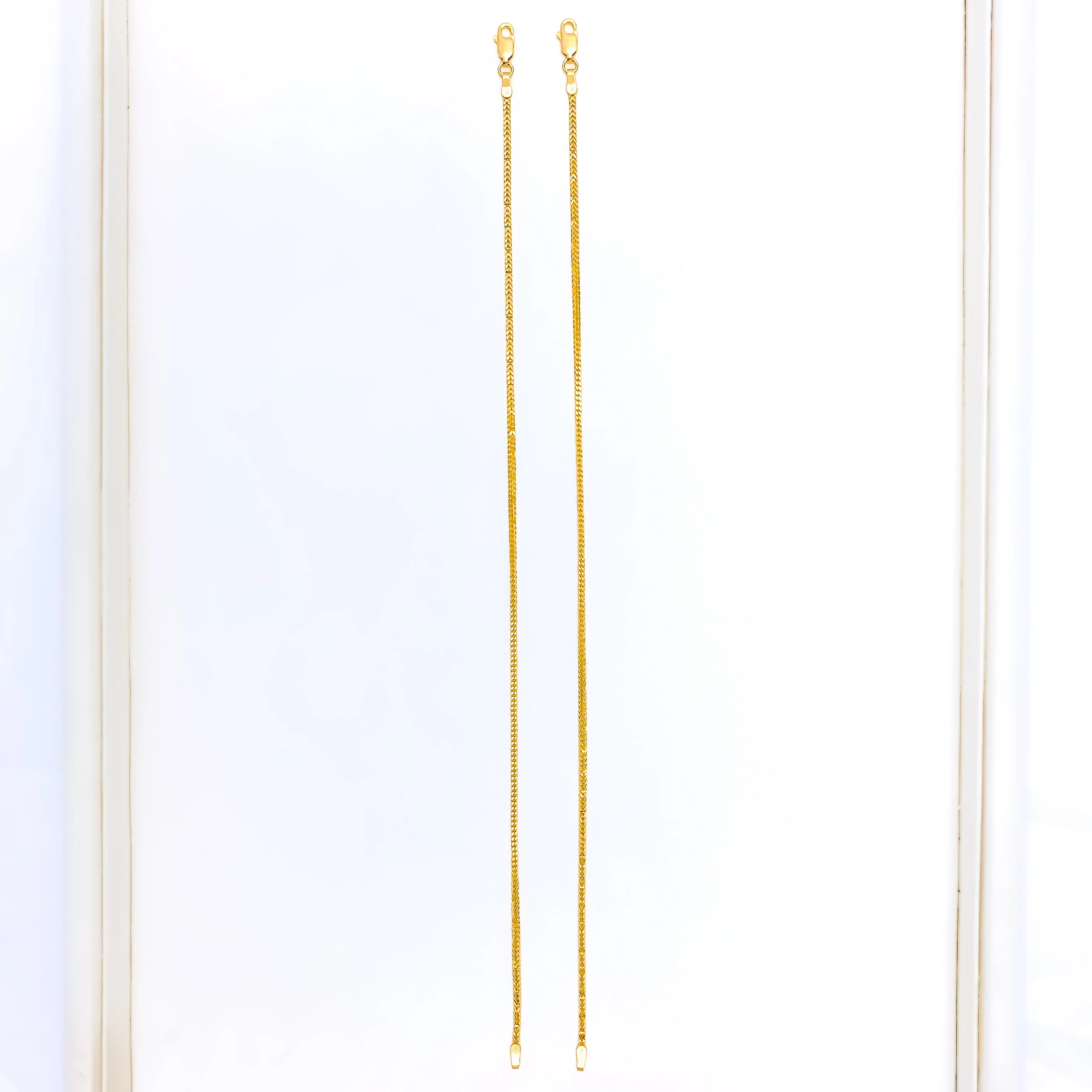Radiant Magnificent 21K Gold Flat Chain Anklet Pair