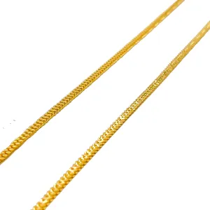 Radiant Magnificent 21K Gold Flat Chain Anklet Pair