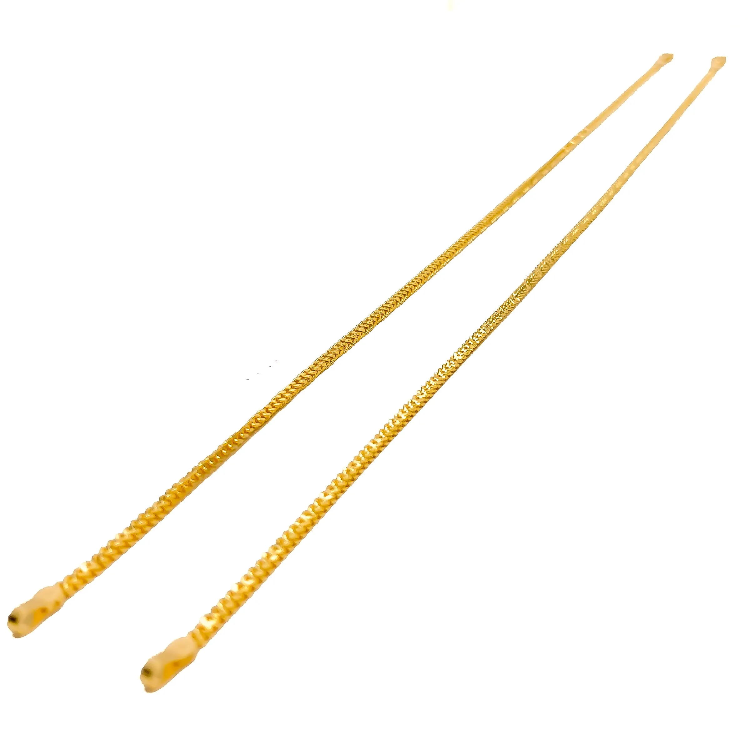 Radiant Magnificent 21K Gold Flat Chain Anklet Pair