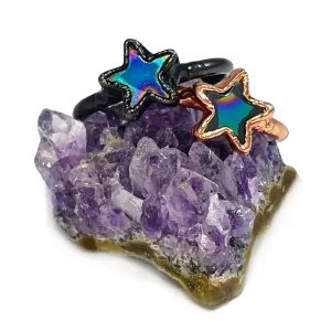 Rainbow Hematite Star Ring
