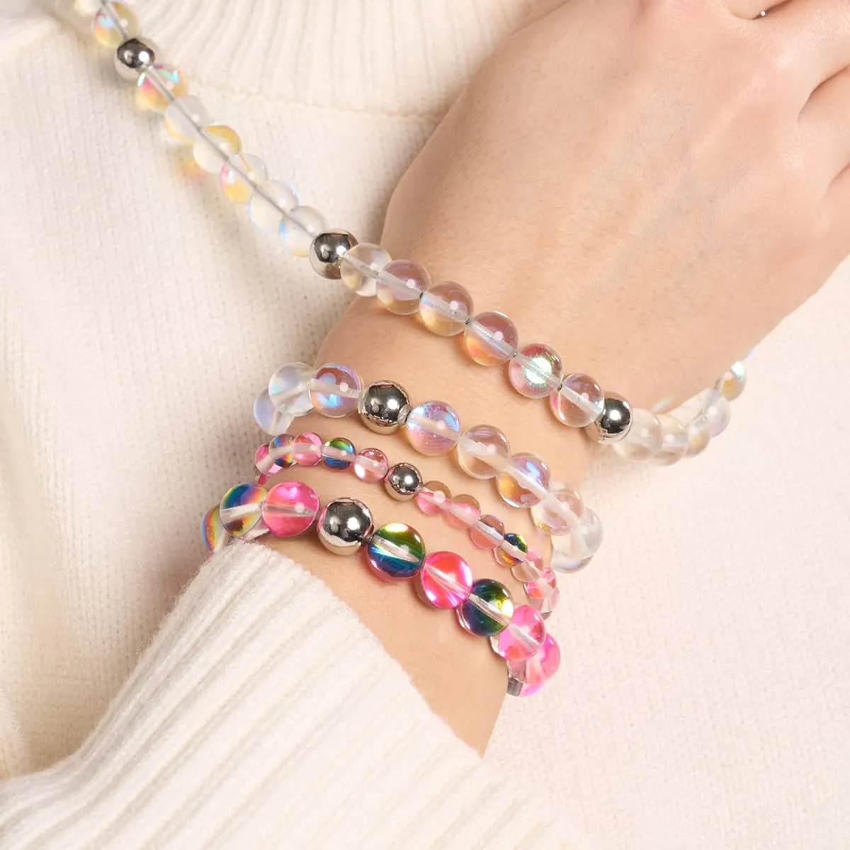Rainbow Supernova | Silver | Galaxy Glass Statement Bracelet