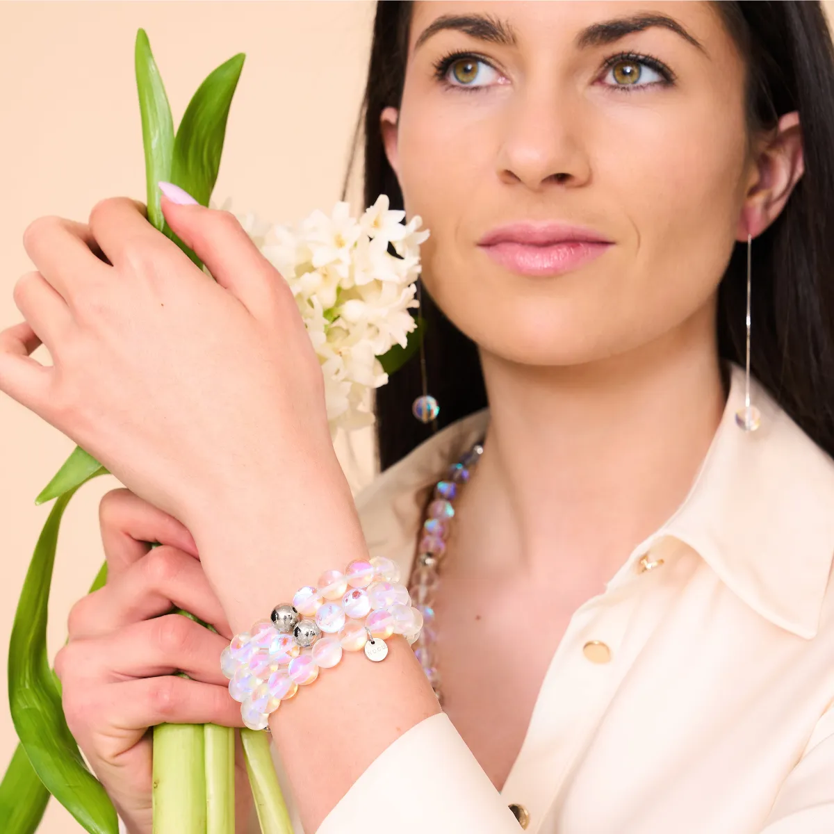 Rainbow Supernova | Silver | Galaxy Glass Statement Bracelet