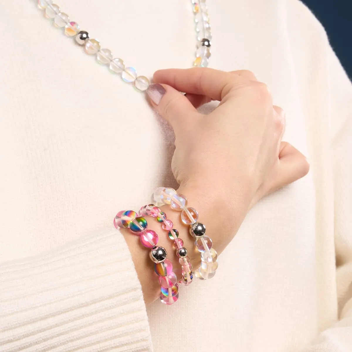 Rainbow Supernova | Silver | Galaxy Glass Statement Bracelet