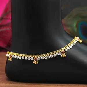 Rani & White Color Rhinestone Anklets