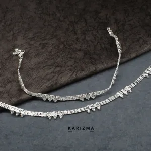Real Sterling Silver Indian Anklet Ankle Bracelet 10.3"